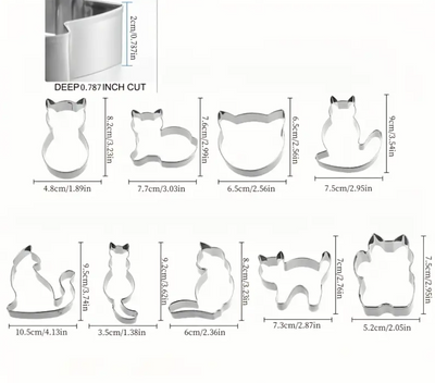 9-delige katten koekvormenset