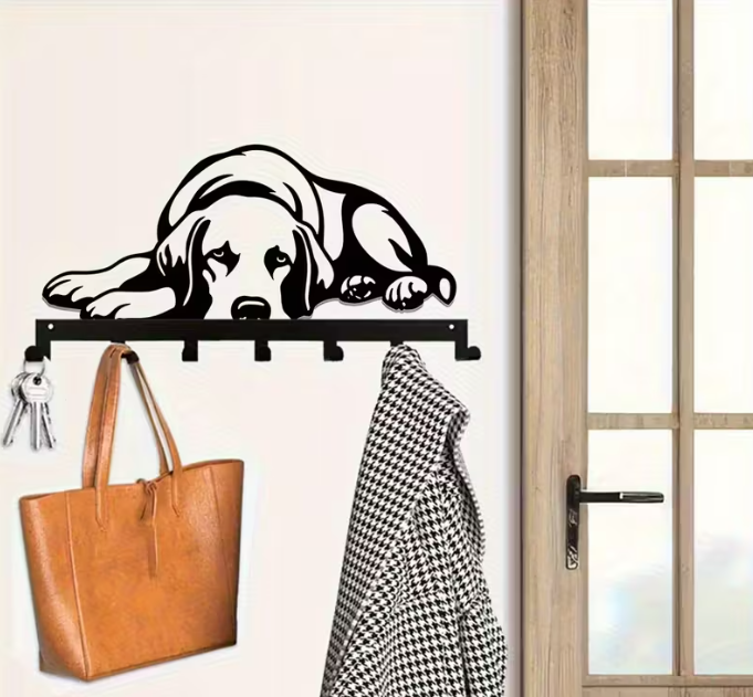 Wandhaak met 7 haken – Hondensilhouet