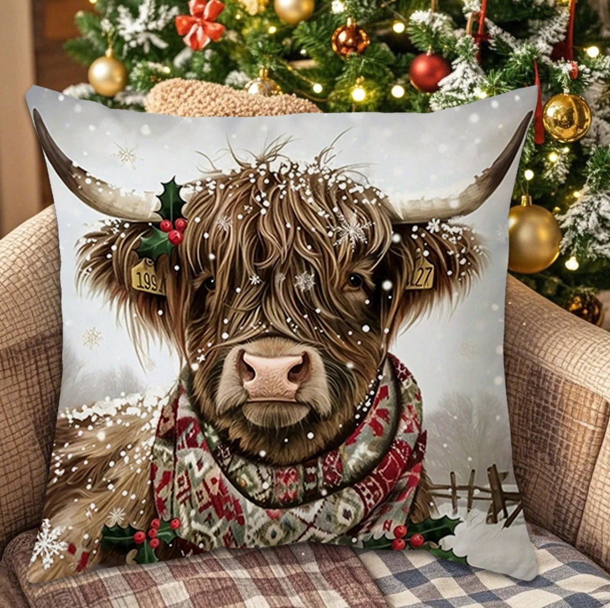 Kerst Kussenhoes met Kerstkoe Design – 45x45 cm