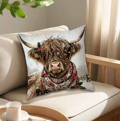 Kerst Kussenhoes met Kerstkoe Design – 45x45 cm