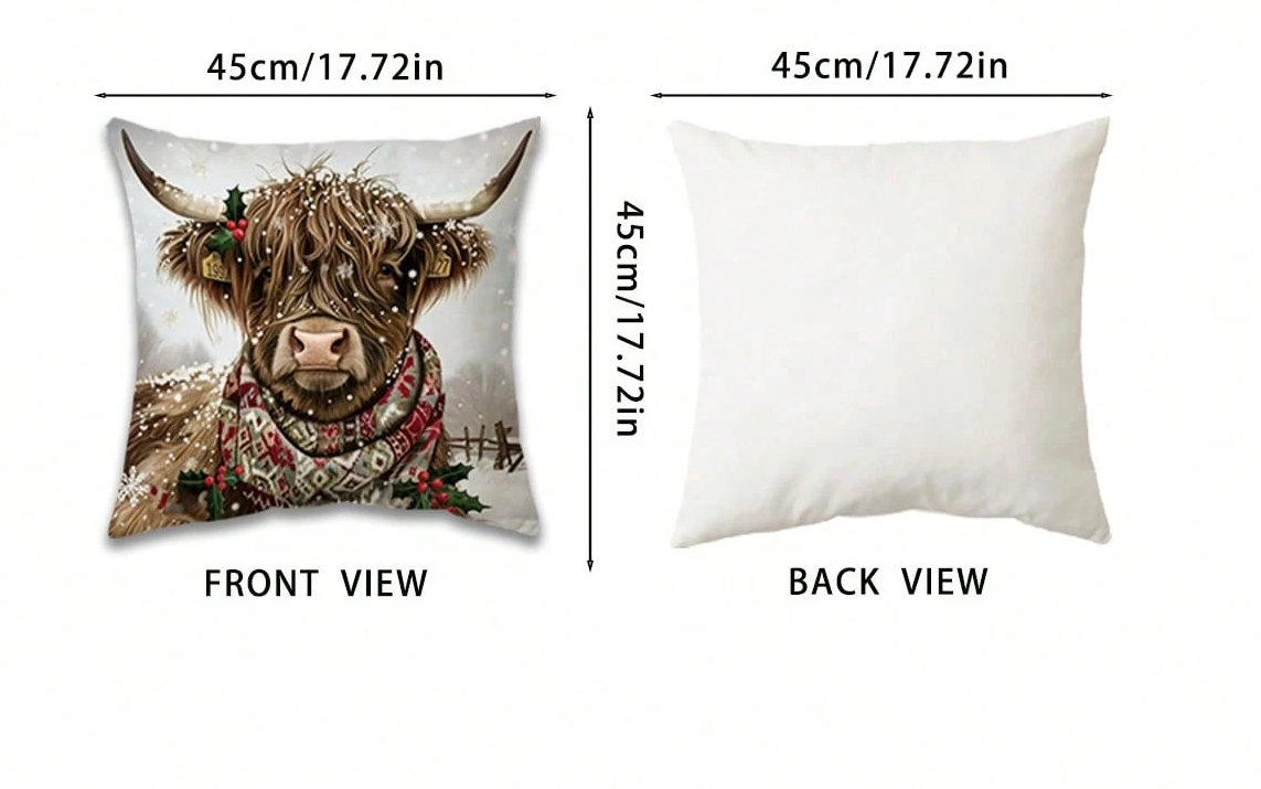 Kerst Kussenhoes met Kerstkoe Design – 45x45 cm