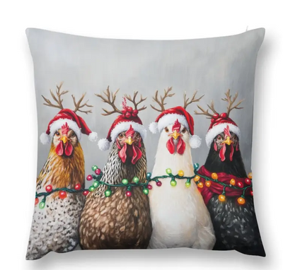Kerst kussenhoes met kippen