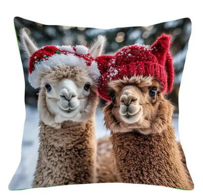 Kerst kussenhoes met alpaca’s