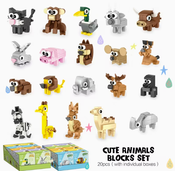 20x Dieren Bouwsteenset Cadeauset