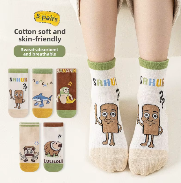 Set van 5 Kindersokken – Italian Brainrot