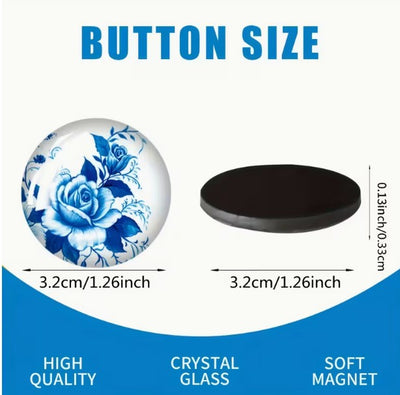 30-delige Koelkastmagneten – Blauw-Wit Porselein Design