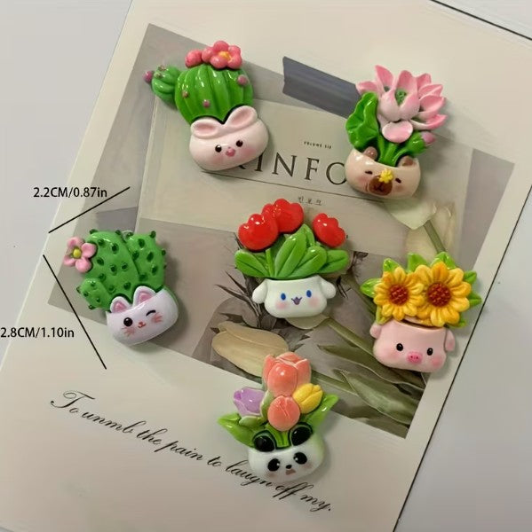 6-delige Koelkastmagneten – Dier & bloemen