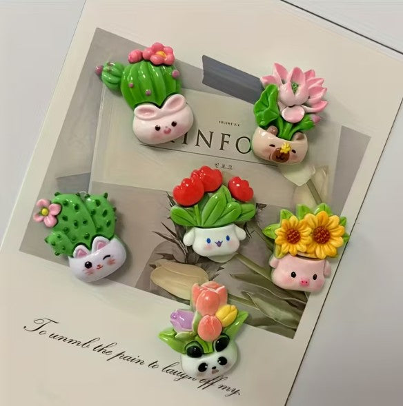 6-delige Koelkastmagneten – Dier & bloemen