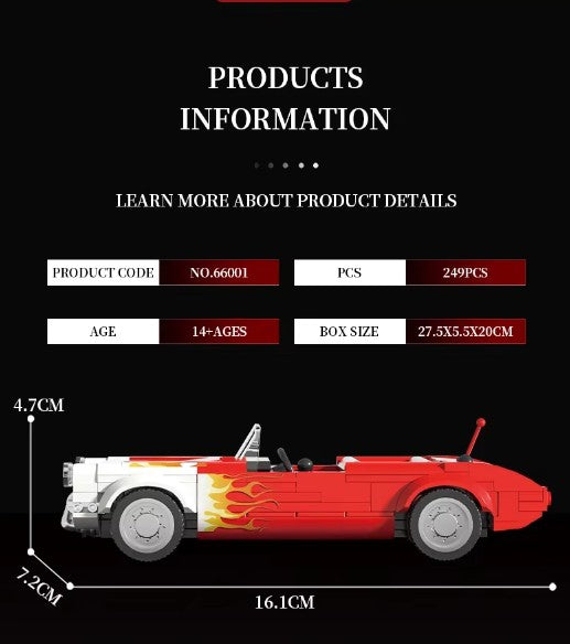 Vintage rode cabrio bouwset