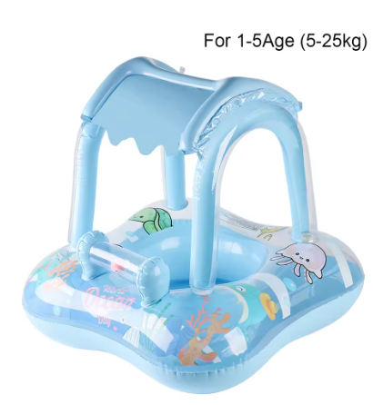 Bouée de natation pour bébé avec pare-soleil rose ou bleu