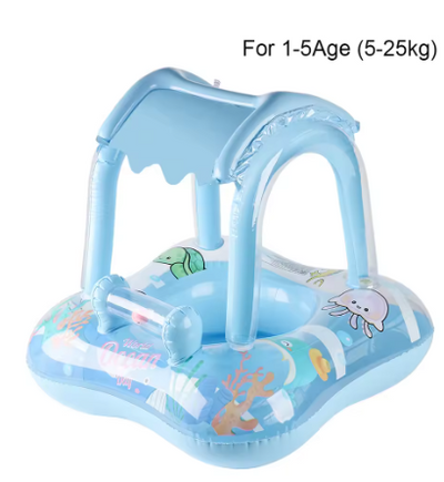 Bouée de natation pour bébé avec pare-soleil rose ou bleu
