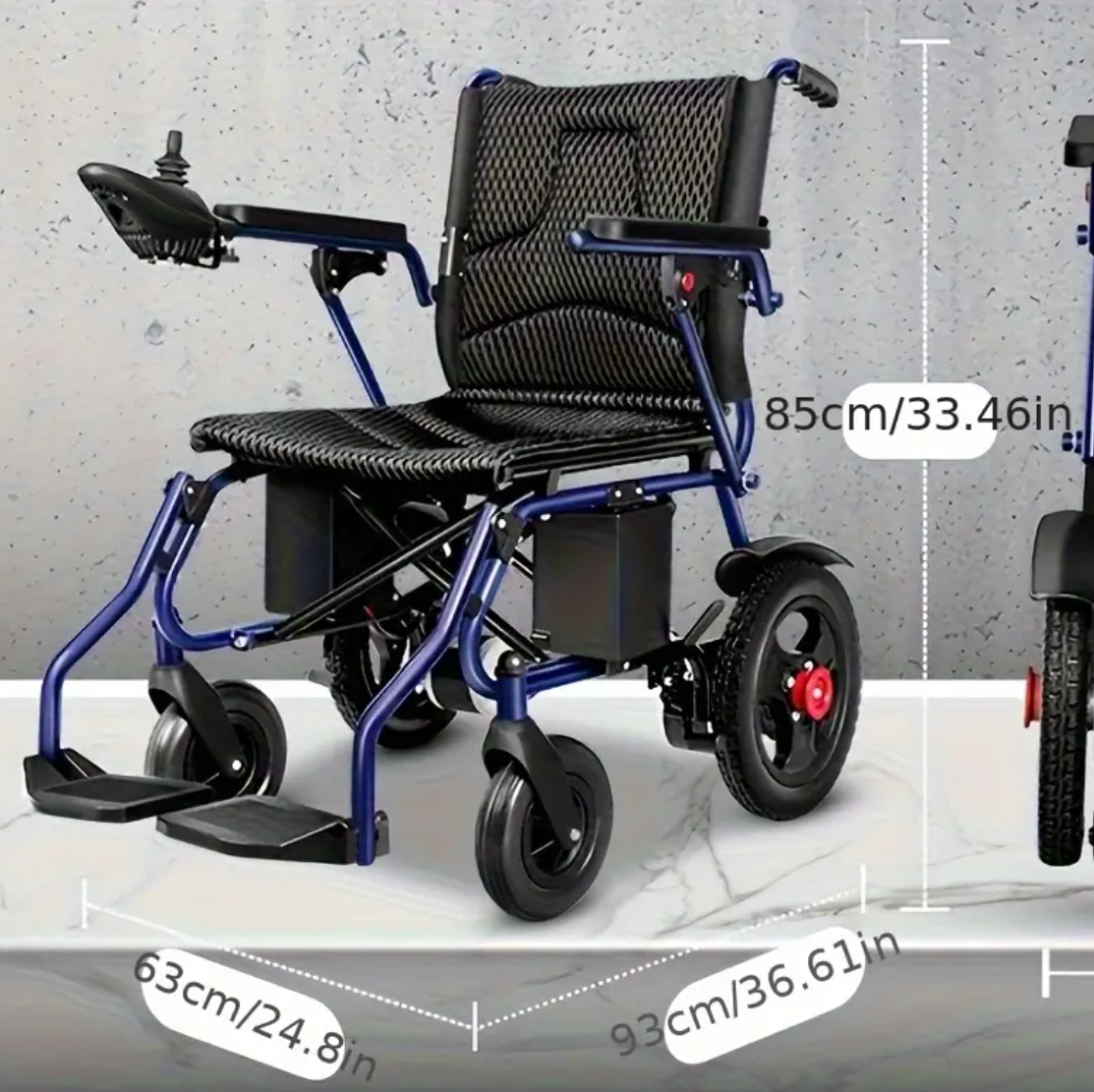 Fauteuil roulant électrique bleu