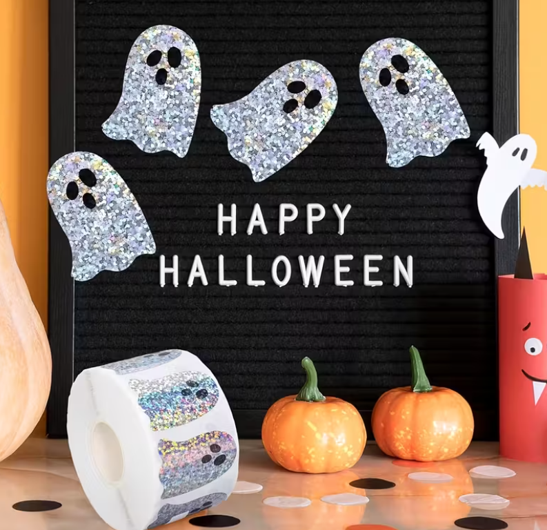 500 Halloween Glitter Ghost Stickers