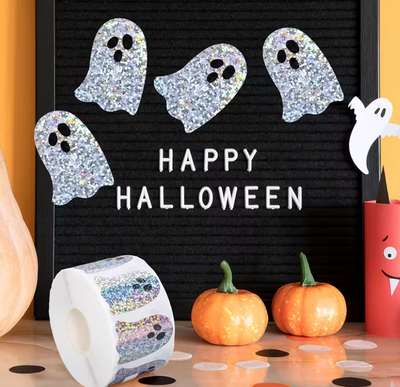 500 Halloween Glitter Ghost Stickers