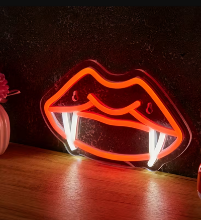 Neon LED Sign Vampire Teeth