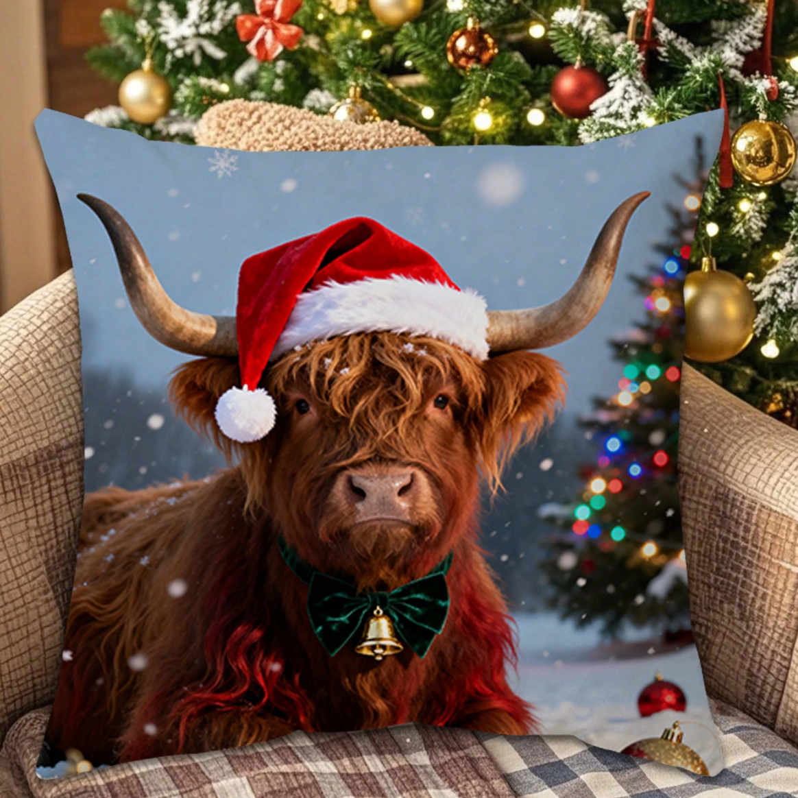 Kerst Kussenhoes met Kerstkoe Design – 45x45 cm