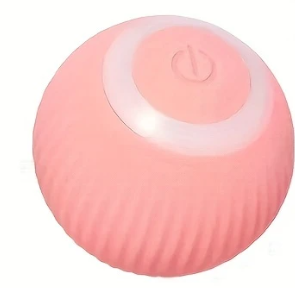 Roze USB-oplaadbare speelbal voor katten, voorzien van antiblokkeersysteem en verschillende speelstanden.