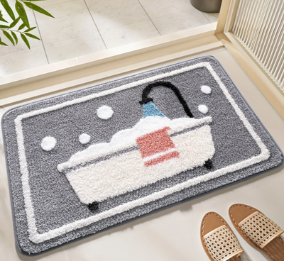 Tapis de bain gris au design moderne