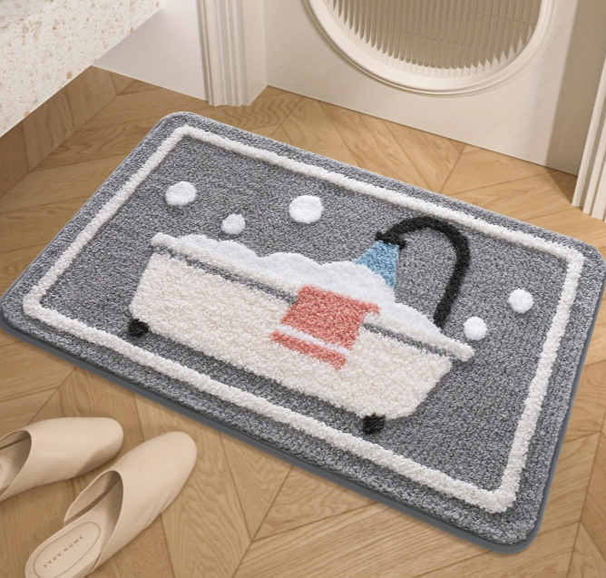 Tapis de bain gris au design moderne