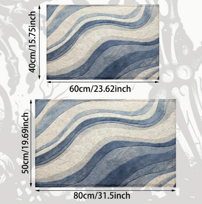 Tapis de bain bleu et blanc