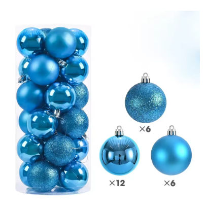24 moderne kerstballen 6cm beschikbaar in verschillende kleuren