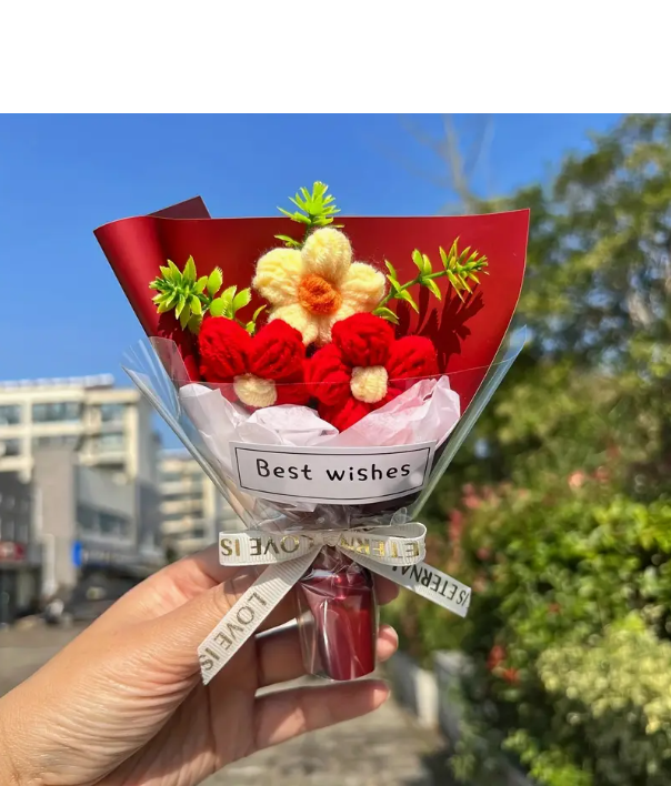 Hand-knitted Daisy Bouquet – Knitted Daisy Decoration