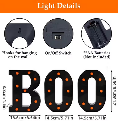 Décoration lumineuse LED d'Halloween BOO