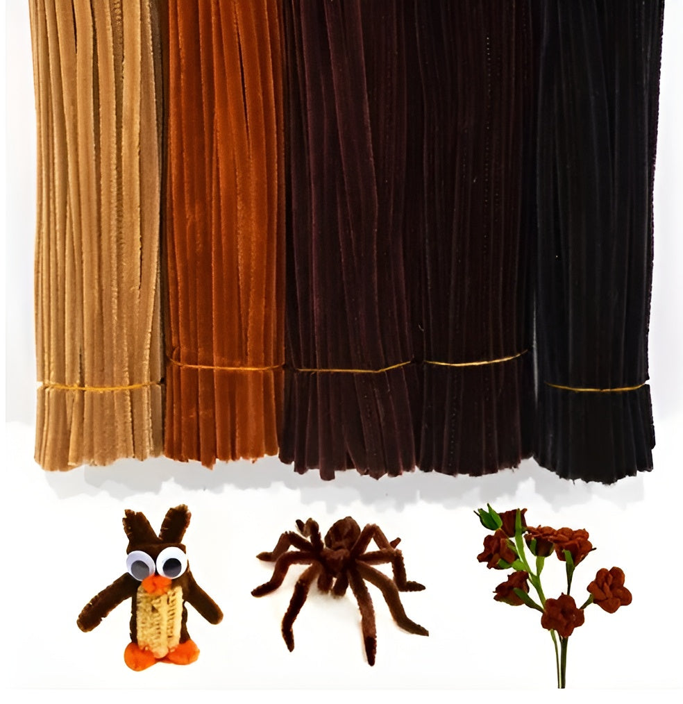 500 pièces de fil chenille aux nuances marron