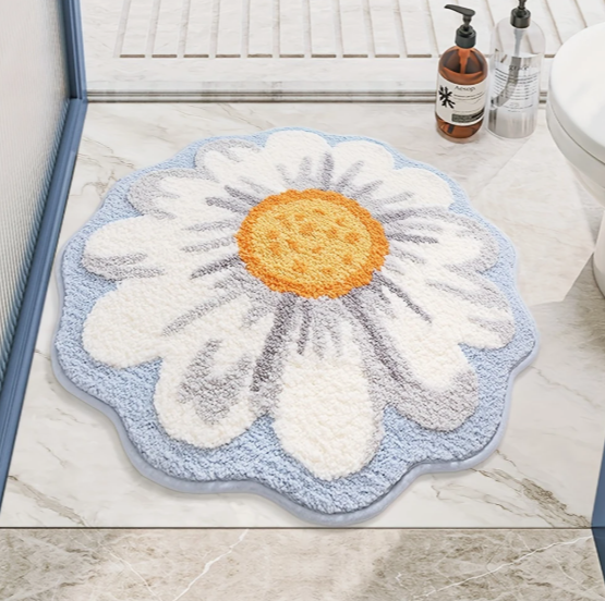 Tapis de bain design en forme de fleur