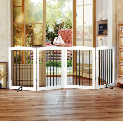Barrière pliante pour chien – 4 panneaux blancs