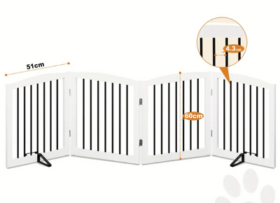 Barrière pliante pour chien – 4 panneaux blancs