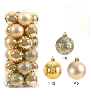 24 moderne kerstballen 6cm beschikbaar in verschillende kleuren