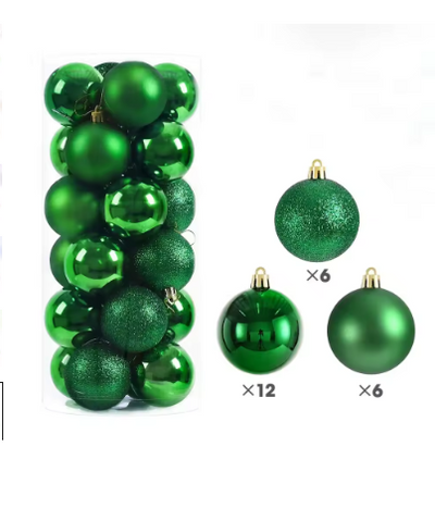 24 moderne kerstballen 6cm beschikbaar in verschillende kleuren