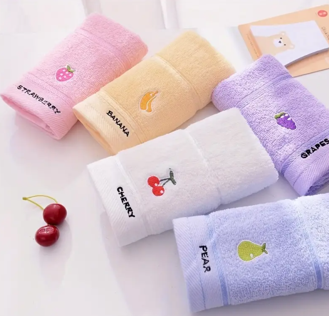 Ensemble de 5 serviettes de toilette à motifs de fruits