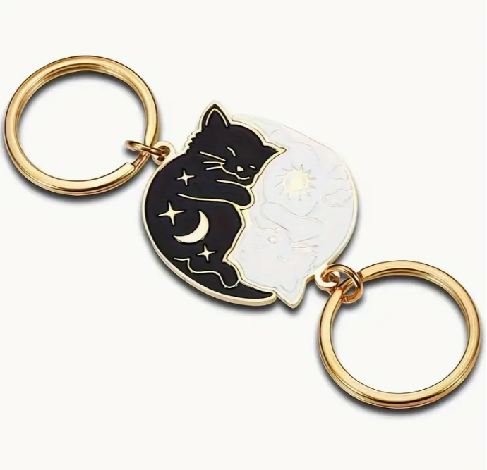 Ensemble de porte-clés chat Yin-Yang
