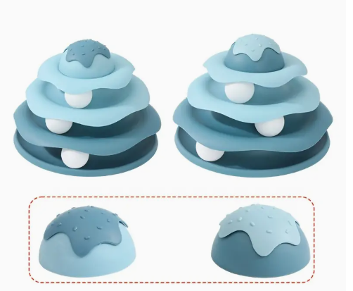 Tour tournante pour chats bleu/rose/jaune/vert
