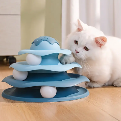 Tour tournante pour chats bleu/rose/jaune/vert