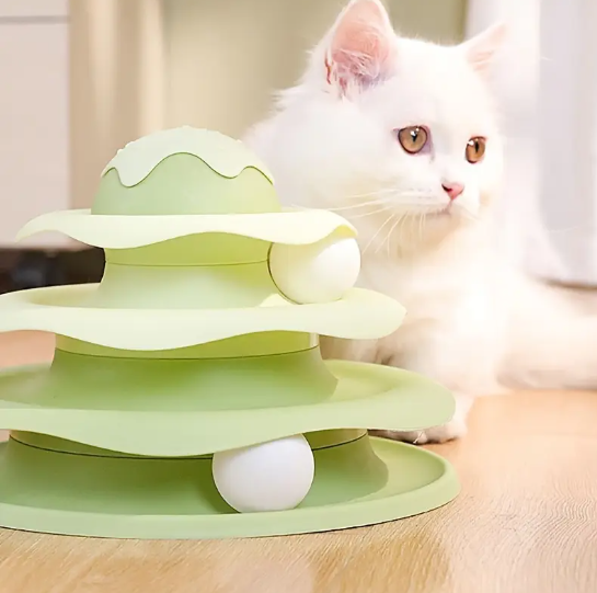 Tour tournante pour chats bleu/rose/jaune/vert
