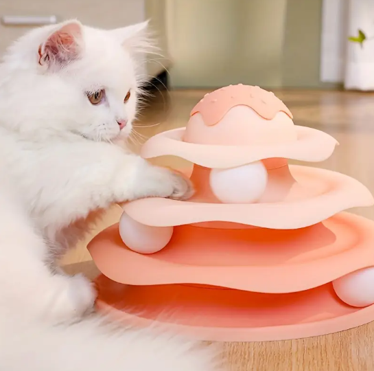 Tour tournante pour chats bleu/rose/jaune/vert