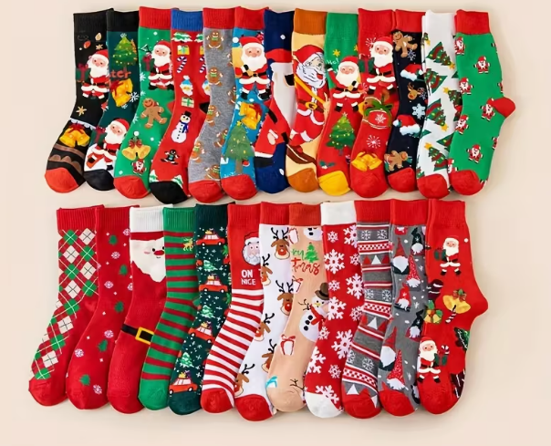 one pair of Christmas socks at random
