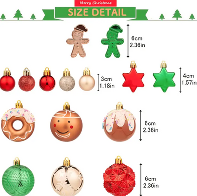 Set van 42 Kerstballen & Ornamenten