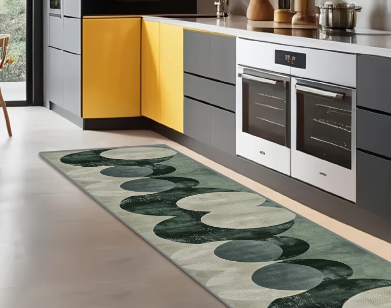 Tapis de cuisine à motif de cercles verts