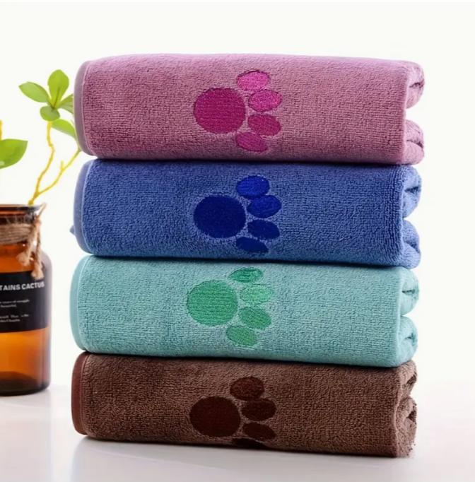 Lot de 4 serviettes en microfibre pour animaux de compagnie