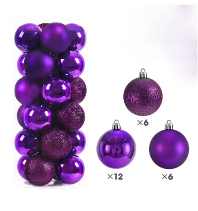 24 moderne kerstballen 6cm beschikbaar in verschillende kleuren