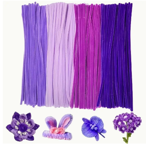 400 pièces de fil chenille aux nuances violettes