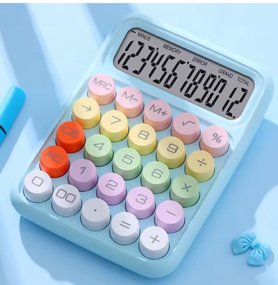 Calculatrice d'interrupteur mécanique rose, jaune ou bleu