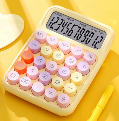 Calculatrice d'interrupteur mécanique rose, jaune ou bleu