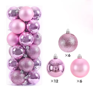 24 moderne kerstballen 6cm beschikbaar in verschillende kleuren
