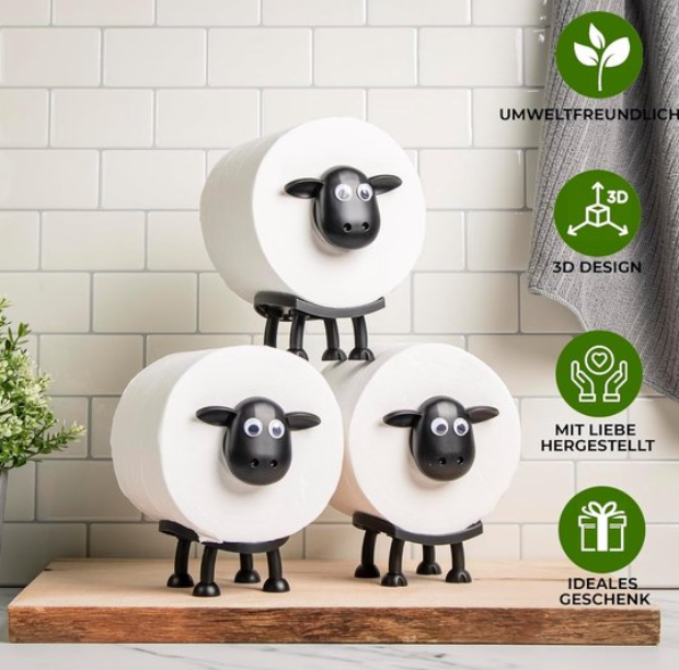 Porte-papier toilette - Mouton noir 3 pièces