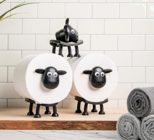 Porte-papier toilette - Mouton noir 3 pièces